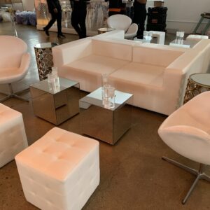 Cube stool ottoman white
